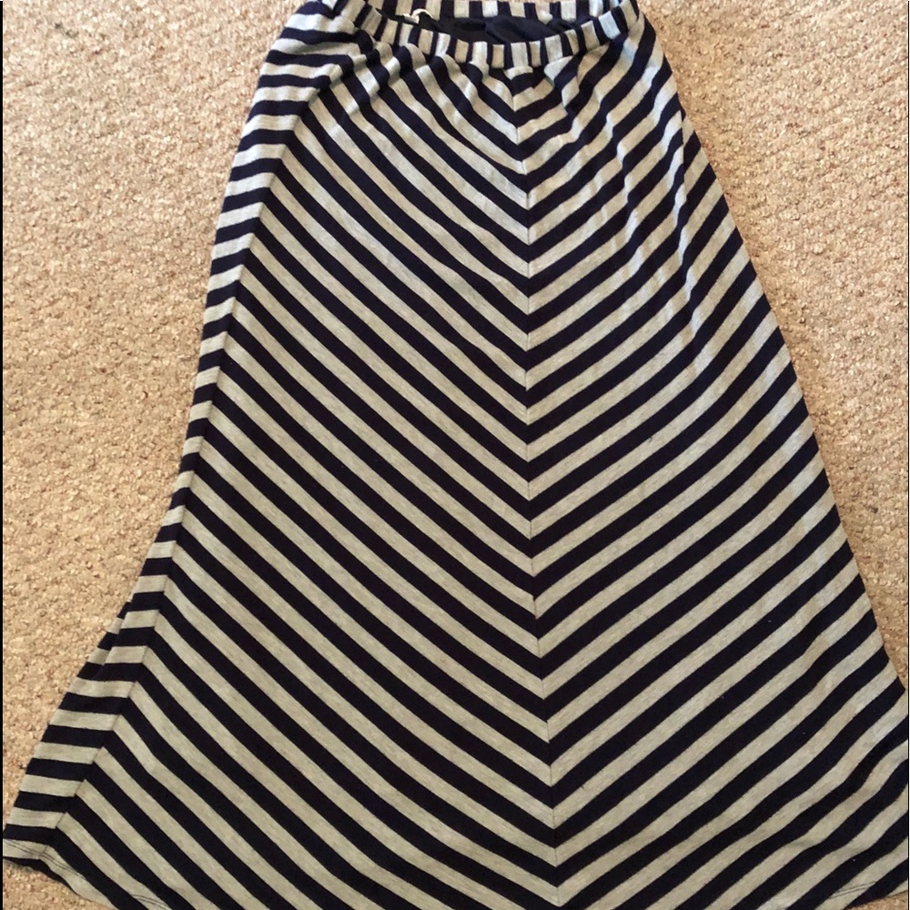 Blue and gray chevron maxi skirt